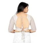Generic Women's Georgette Embroidery Readymade Blouse (White, Size: Free Size) - Image 4