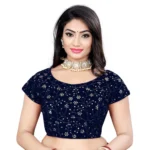 Navy Blue Velvet Sequin Readymade Blouse