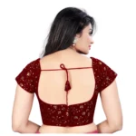 Generic Women's Velvet Sequins Readymade Blouse (Maroon, Size: Free Size) - Image 4