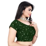 Generic Women's Velvet Sequins Readymade Blouse (Green, Size: Free Size) - Image 3