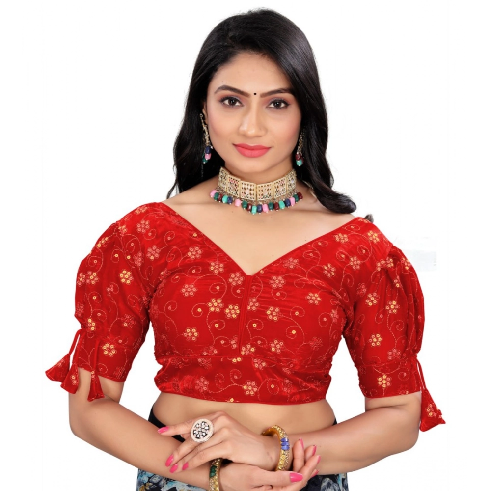 Red Jimmy Choo Style Embroidered Blouse