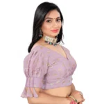 Generic Women's Jimmy Choo Embroidery Readymade Blouse (Lavender, Size: Free Size) - Image 2