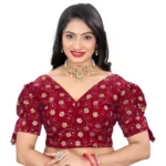 Maroon Jimmy Choo Style Embroidered Blouse