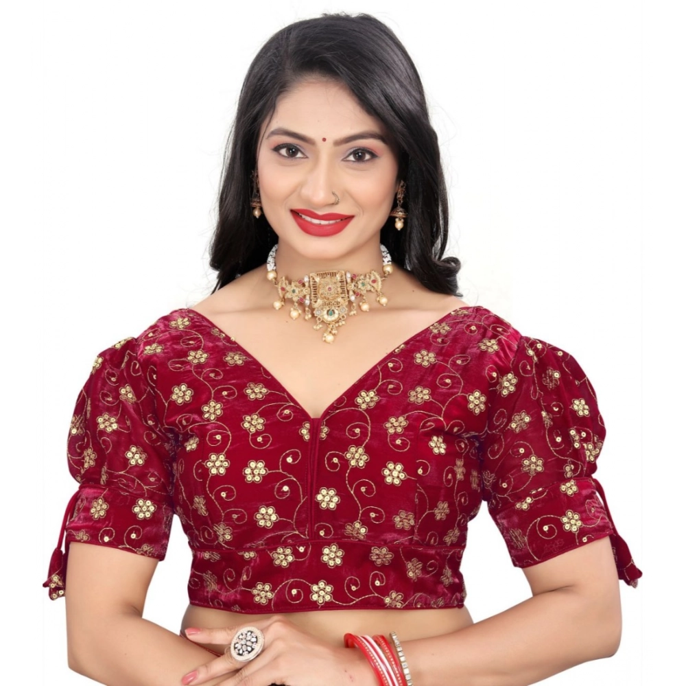 Maroon Jimmy Choo Style Embroidered Blouse