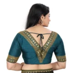 Generic Women's Banglory Embroidery Readymade Blouse (Teal, Size: Free Size) - Image 4