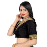 Generic Women's Banglory Embroidery Readymade Blouse (Black, Size: Free Size) - Image 2