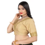 Generic Women's Banglory Embroidery Readymade Blouse (Beige, Size: Free Size) - Image 3