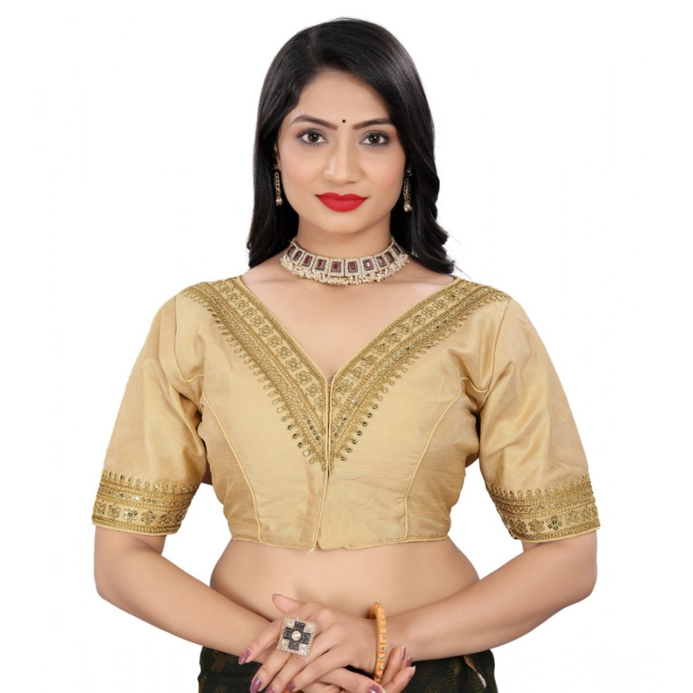 Beige Banglory Embroidered Readymade Blouse