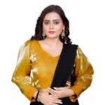 Mustard Organza Plain Long Sleeve Readymade Blouse for Women