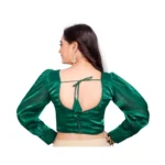 Generic Women's Organza Plain Readymade Blouse (Green, Size: Free Size) - Image 4
