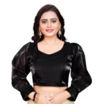 Cream Organza Plain Readymade Blouse for Women