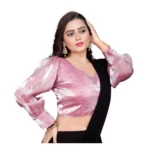 Generic Women's Organza Plain Readymade Blouse (Baby Pink, Size: Free Size) - Image 2
