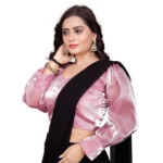 Generic Women's Organza Plain Readymade Blouse (Baby Pink, Size: Free Size) - Image 3