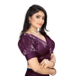 Generic Women's Organza Plain Readymade Blouse (Magenta, Size: Free Size) - Image 2