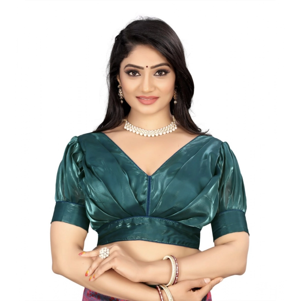 Marine Teal Organza Half Sleeve Blouse