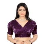 Magenta Organza Plain Readymade Blouse for Women