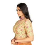 Generic Women's Satin Floral Readymade Blouse (Beige, Size: Free Size) - Image 2