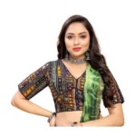 Navy Blue Cotton Blend Plain Readymade Blouse for Women