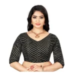 Black Georgette Embroidered Readymade Blouse for Women