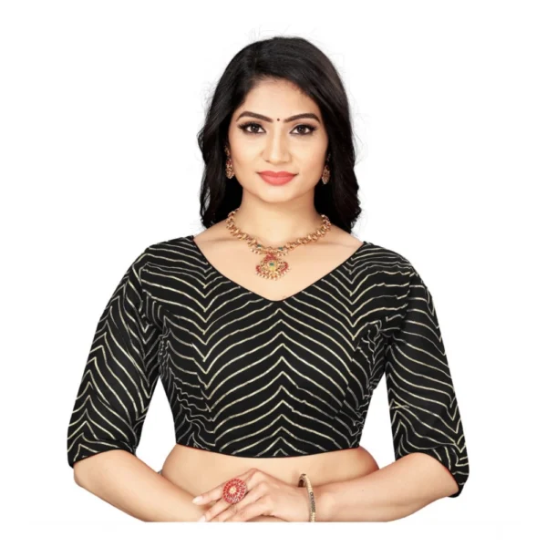 Black Georgette Embroidered Readymade Blouse for Women