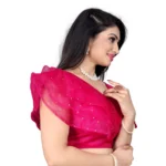 Generic Women's Nylon Diamond Work Readymade Blouse (Pink, Size: Free Size) - Image 2