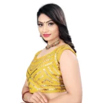 Generic Women's Phantom Embroidery Readymade Blouse (Yellow, Size: Free Size) - Image 2