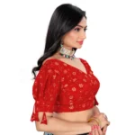 Generic Women's Jimmy Choo Embroidery Readymade Blouse (Red, Size: Free Size) - Image 3