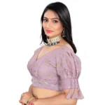 Generic Women's Jimmy Choo Embroidery Readymade Blouse (Lavender, Size: Free Size) - Image 3