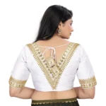 Generic Women's Banglory Embroidery Readymade Blouse (White, Size: Free Size) - Image 2