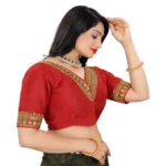 Generic Women's Banglory Embroidery Readymade Blouse (Red, Size: Free Size) - Image 3