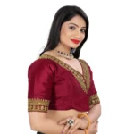 Generic Women's Banglory Embroidery Readymade Blouse (Maroon, Size: Free Size) - Image 2