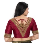 Generic Women's Banglory Embroidery Readymade Blouse (Maroon, Size: Free Size) - Image 4