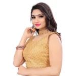 Generic Women's Satin Embroidery Readymade Blouse (Beige, Size: Free Size) - Image 2