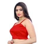 Generic Women's Satin Satin Readymade Blouse (Red, Size: Free Size) - Image 3