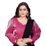 Pink Organza Plain Long Sleeve Readymade Blouse for Women