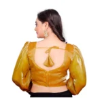 Generic Women's Organza Plain Readymade Blouse (Mustard, Size: Free Size) - Image 4
