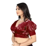 Generic Women's Organza Plain Readymade Blouse (Maroon, Size: Free Size) - Image 3