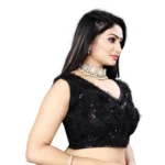 Generic Women's Nylon Net Sequins Readymade Blouse (Black, Size: Free Size) - Image 3