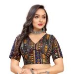 Generic Women's Cotton Blend Plain Readymade Blouse (Navy Blue, Size: Free Size) - Image 4