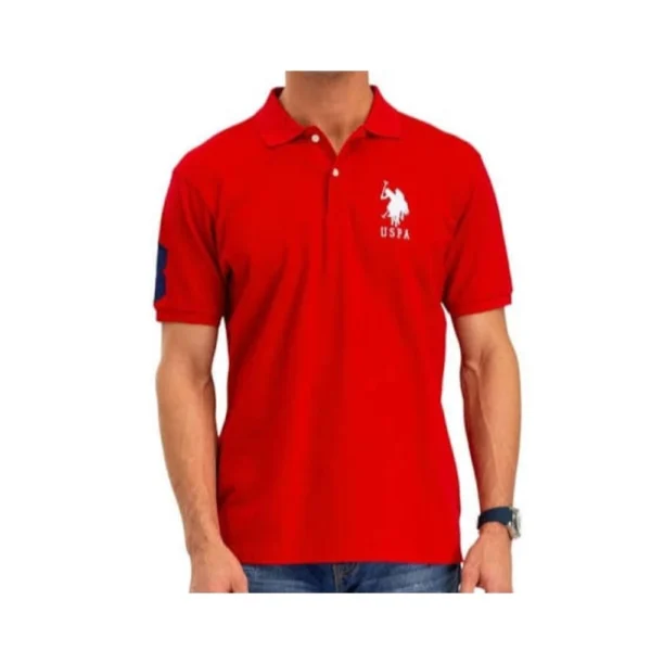 Red Men's Half Sleeve Cotton Polo T-Shirt