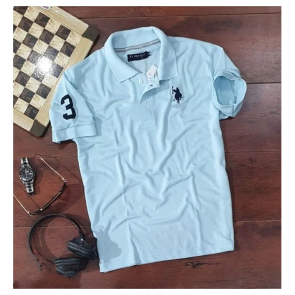 Sky Blue Men's Half Sleeve Cotton Polo T-Shirt