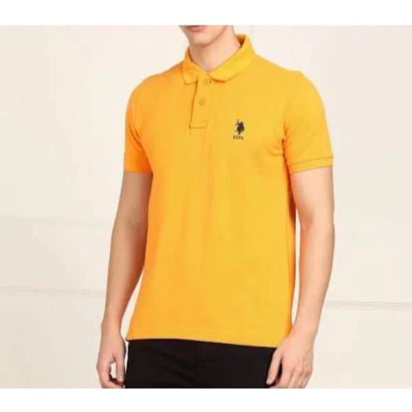 Yellow Men's Cotton Polo Neck T-Shirt