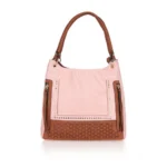 Pink Faux Leather Printed Tote Bag