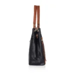 Generic Women's Faux Leather Textured Tote Bag (Black) - Image 5