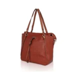 Women's Brown Faux Leather Tote Bag - Angle 6