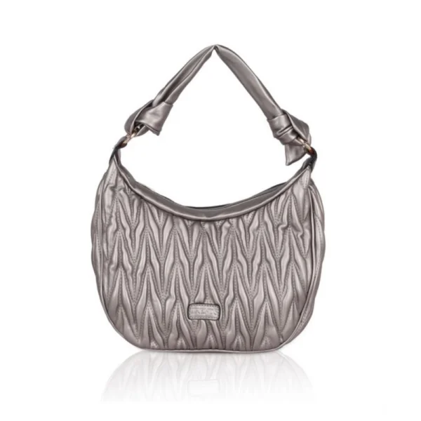 Women's Silver Grey Faux Leather Handbag
