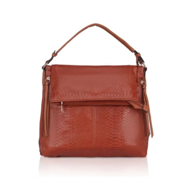 Brown Faux Leather Textured Sling Bag for Women