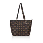 Brown Faux Leather Printed Tote Bag