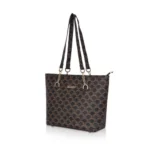 Brown Faux Leather Printed Tote Bag