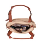 Generic Women's Faux Leather Solid Tote Bag (Beige) - Image 2